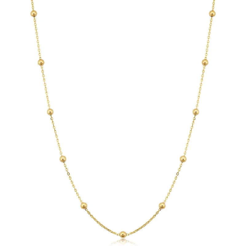 men's leather necklaces-14k Yellow Gold Filled 3 mm Ball Station Satellite Necklace For Women (16, 18, 20, 24 or 30 inches)