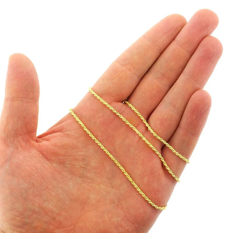 gemstone and diamond necklaces-14K Yellow Gold Over Silver 2MM Rope Diamond-Cut Braided Twist .925 Necklace Chain, Gold Chain for Men & Women, Made in Italy