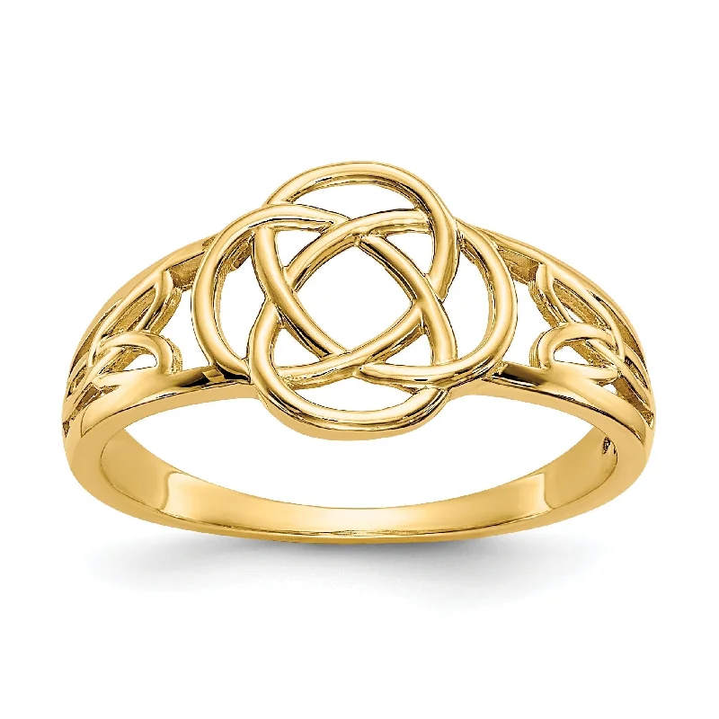 fashion ring for women -14k Yellow Gold Polished Ladies Celtic Knot Ring