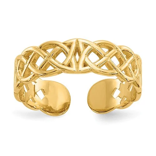 custom name ring for women -14k Yellow Gold Solid Celtic Knot Toe Ring