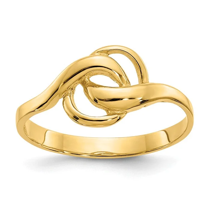 wedding ring set for women -14k Yellow Gold Solid Free Form Style Double Circle Knot Ring