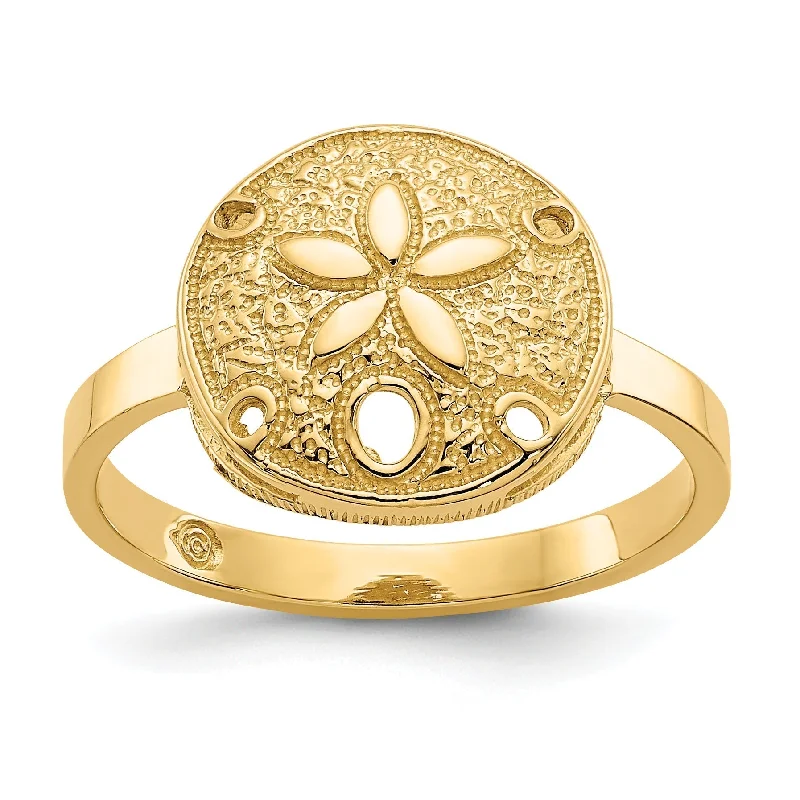 men’s platinum wedding band -14k Yellow Gold Solid Sand Dollar Ring