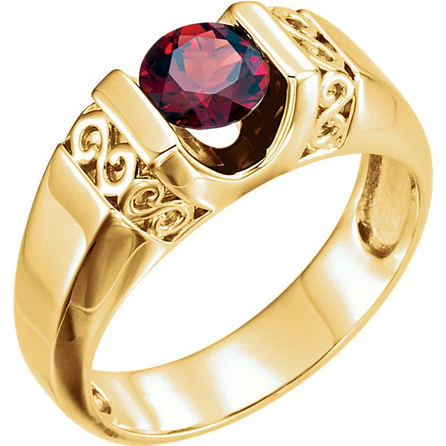 rose gold engagement ring for women -14k Gold Men's Mozambique Garnet Ring