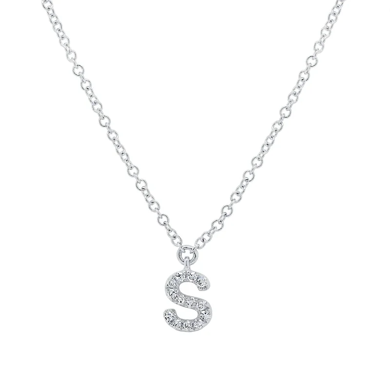 gold chain necklaces for women-Diamond Initial Pendant - Letter S