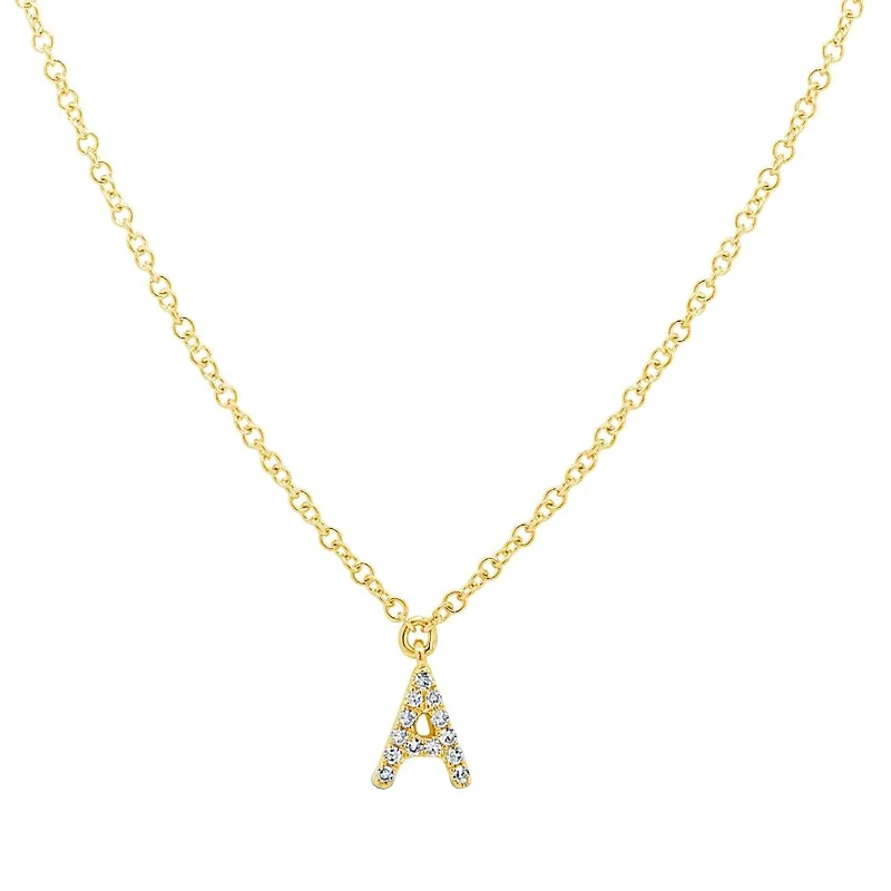 silver pendant necklaces-Diamond Initial Pendant - Letter A