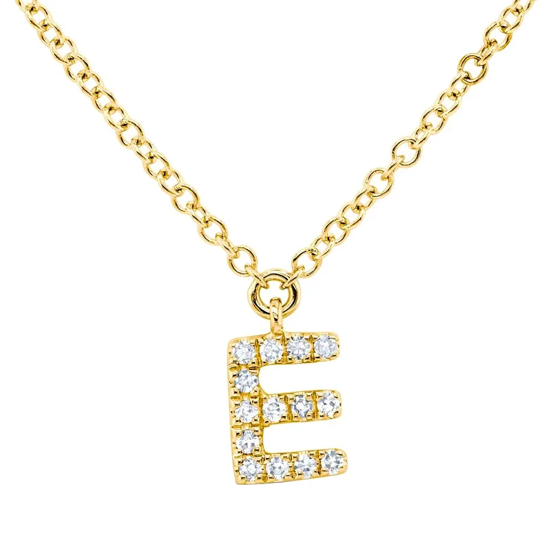 diamond necklaces for women-Diamond Initial Pendant - Letter E