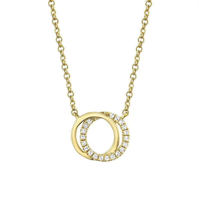 statement necklaces for women-Diamond Love Knot Circle Necklace