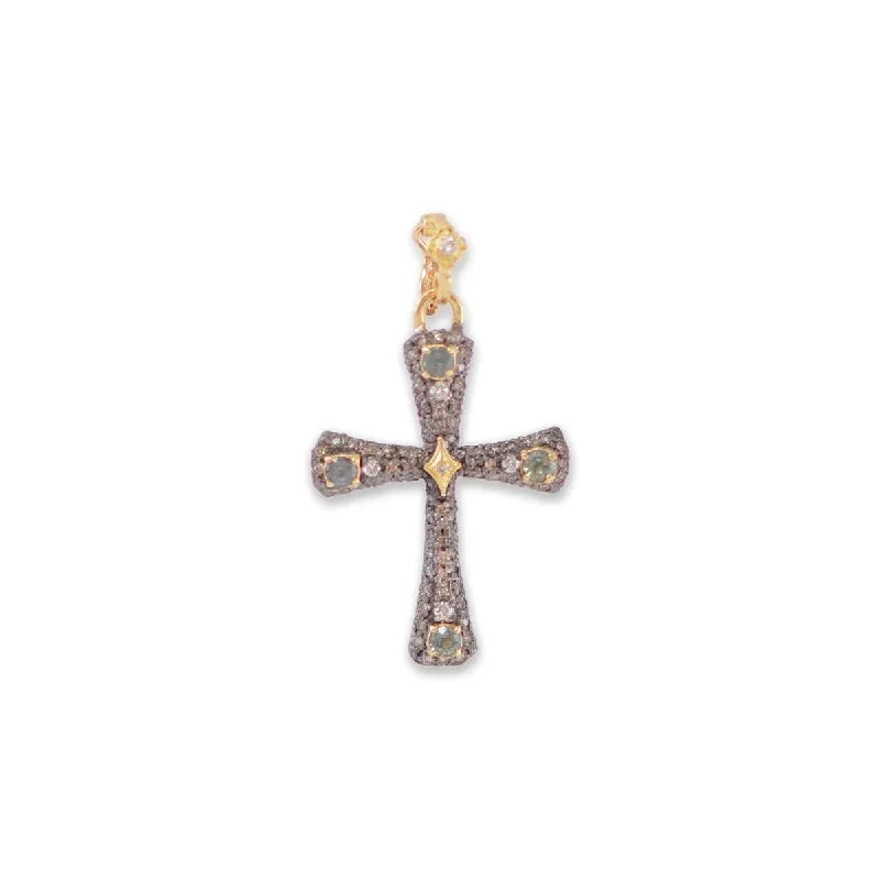 charm necklaces for women-Pave Cross Enhancer