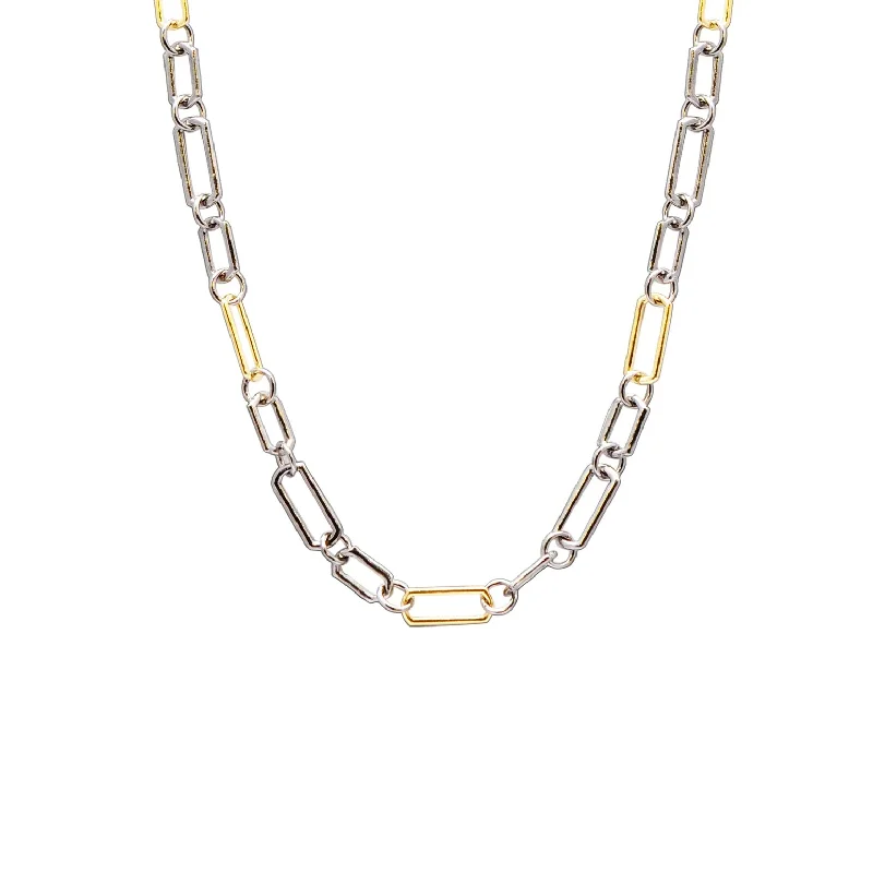 heart-shaped gold necklaces-Paperclip Chain