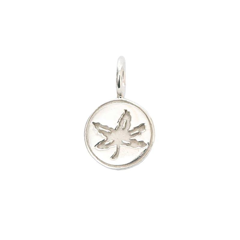 men's leather necklaces-OSU Buckeye Leaf Charm