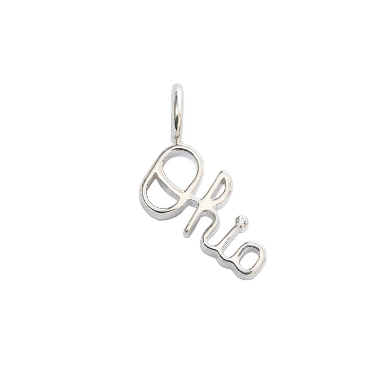 gold necklaces with pearls-OSU Mini Script Ohio Charm with Diamond Accent