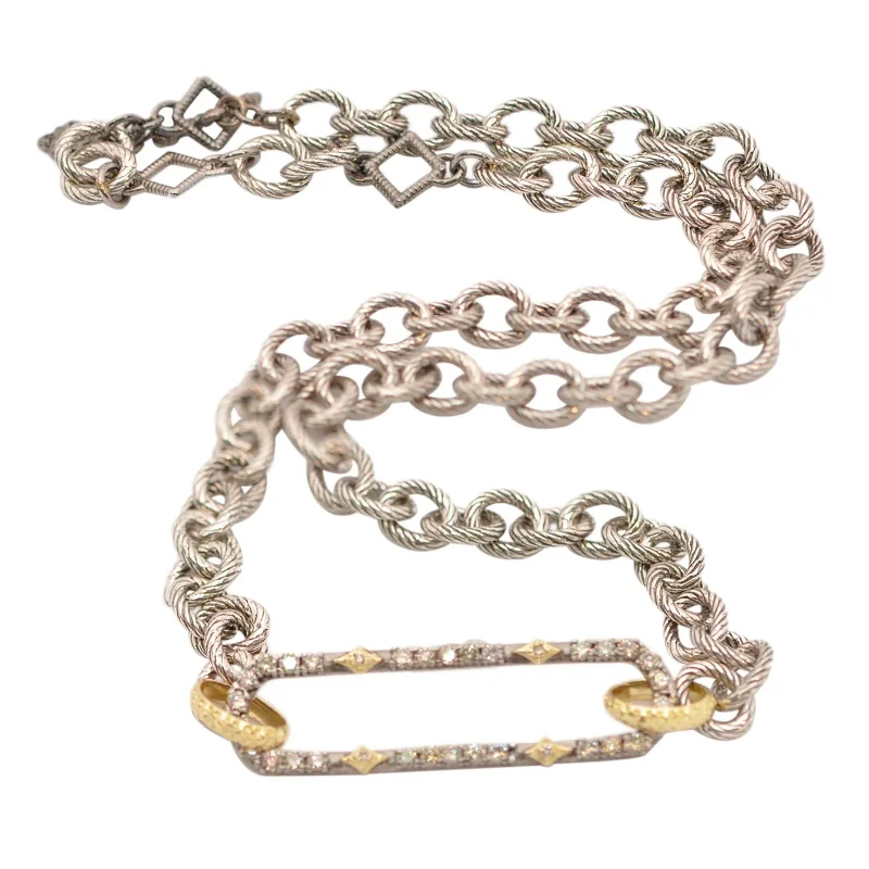 fashion necklaces for women-Paperclip Pendant Chain Link Necklace with Champagne Diamonds