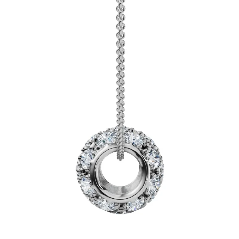 bridal necklaces for women-1Ct Pave Puff Slide Diamond Pendant Women's Necklace 18" Lab Grown Gold