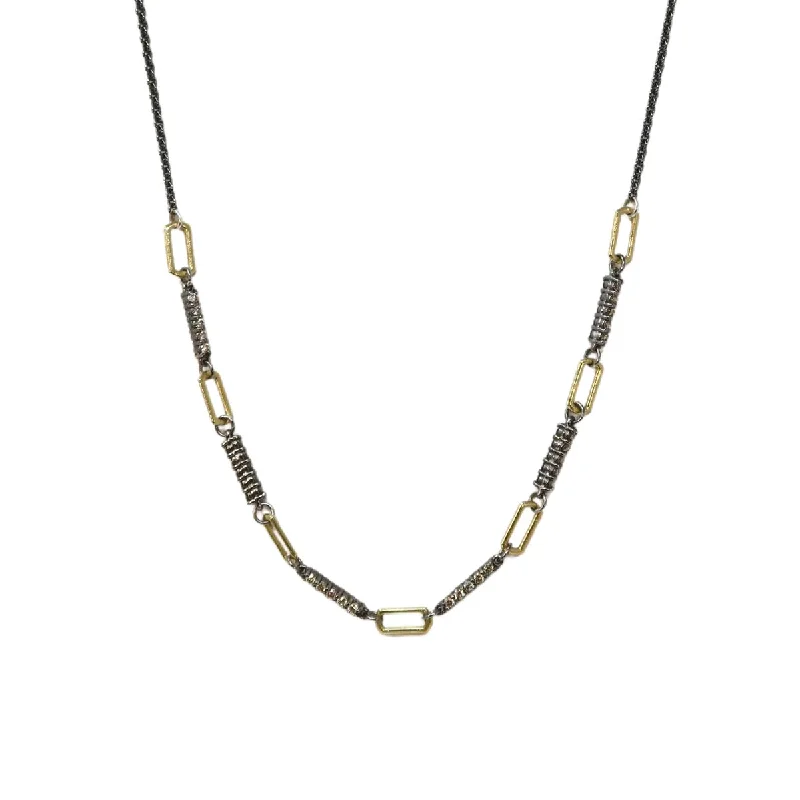 statement necklaces for women-Champagne Diamond Paperclip Necklace