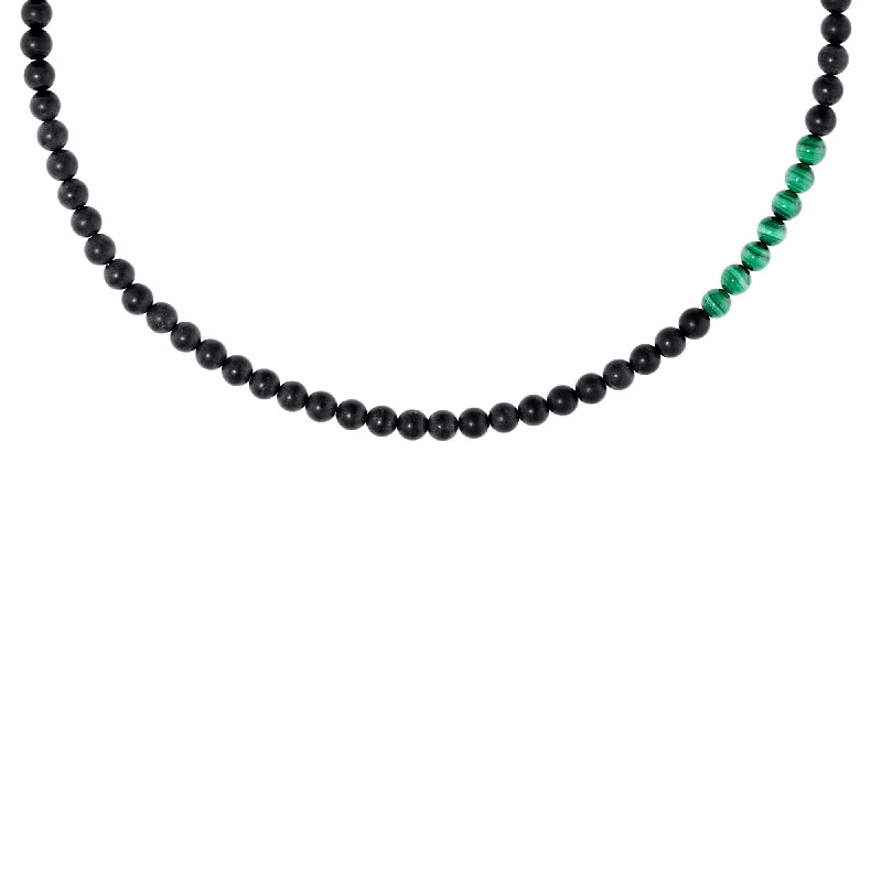 cubic zirconia necklaces-Thorn Bead Necklace in Onyx and Malachite