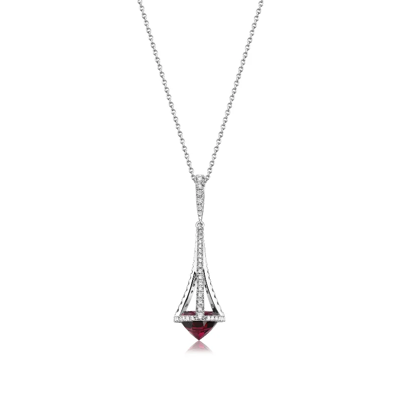 gold necklaces with pearls-Garnet & Diamond Pastel Chandelier Pendant