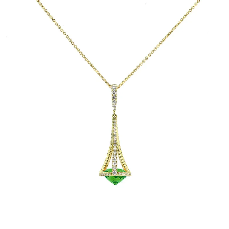 stylish gold necklaces-Peridot & Diamond Chandelier Pendant