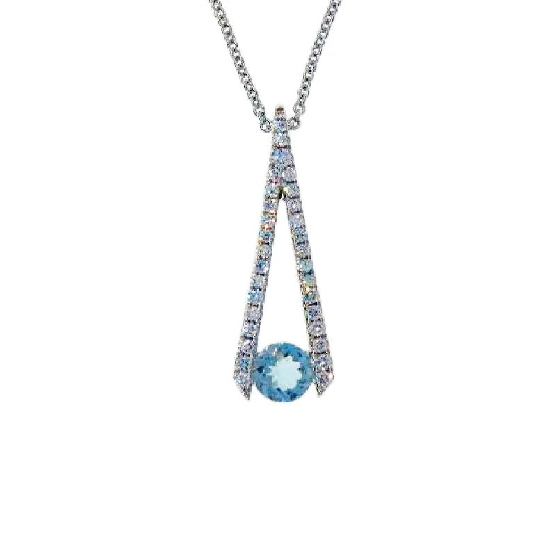 men’s chain necklaces-Aquamarine & Diamond Pendant