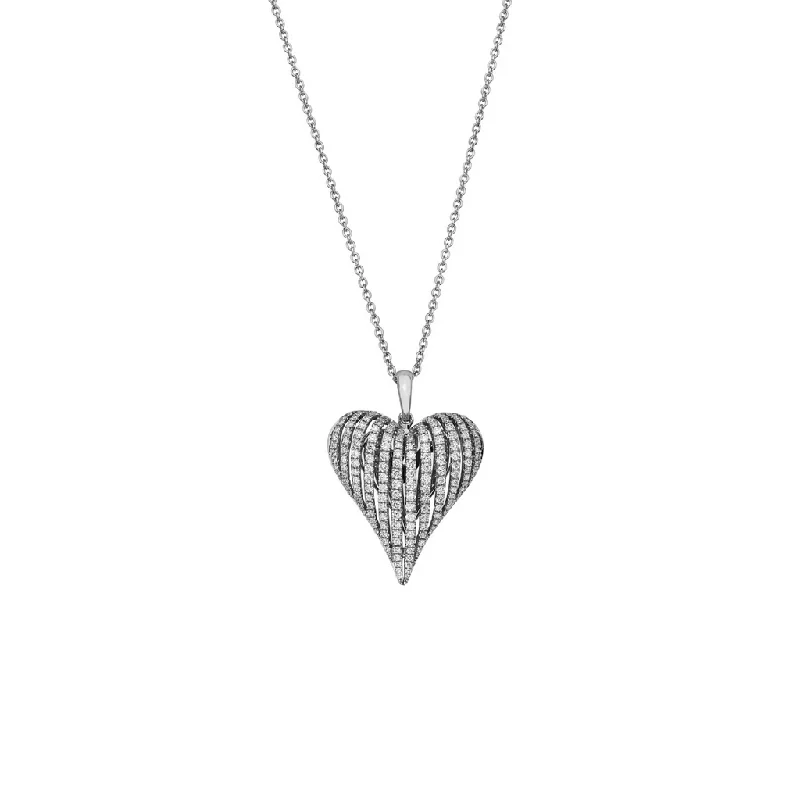 luxury gold necklaces-Diamond Angel Heart Pendant