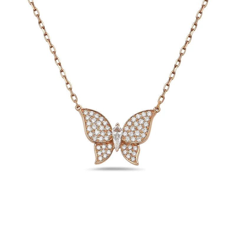 gold necklaces for men-Butterfly Necklace with Diamonds