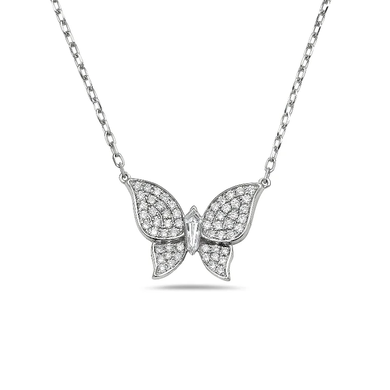 personalized jewelry necklaces-Butterfly Necklace with Diamonds