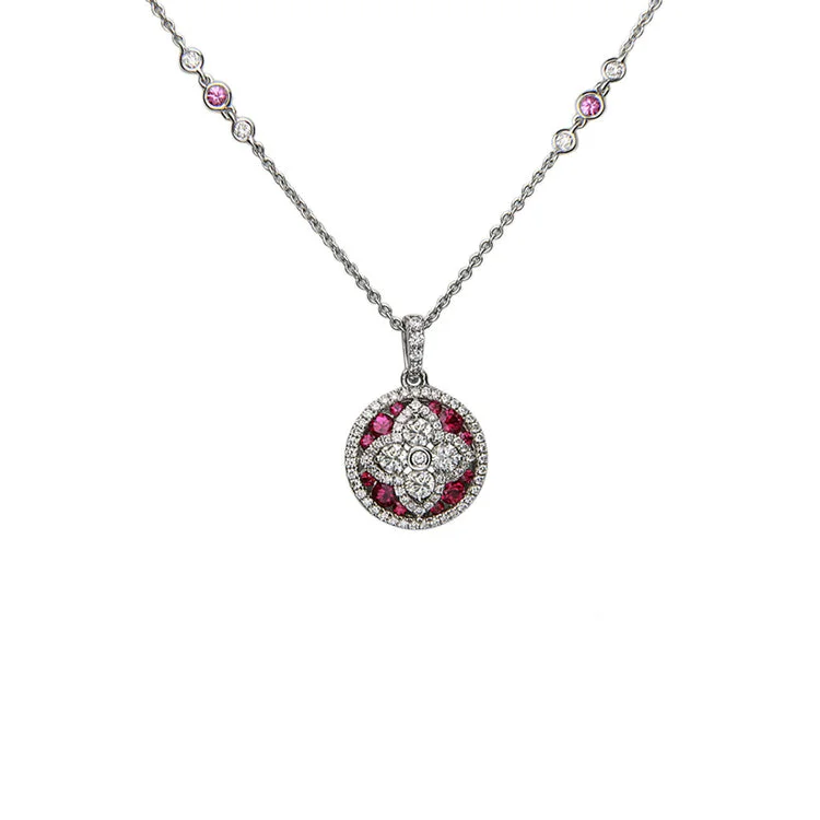 rose gold necklaces-Ruby & Diamond Pendant