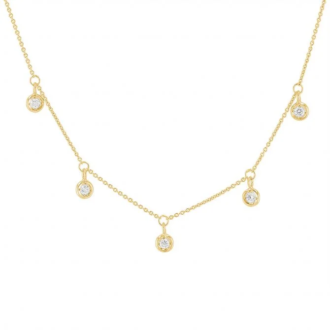 pendant necklaces with gemstones-Five Station Diamond Drop Necklace