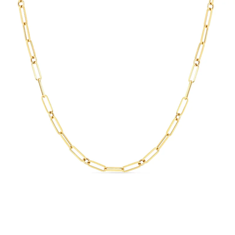 gold necklaces with birthstones-Fine Link Paperclip Chain Necklace