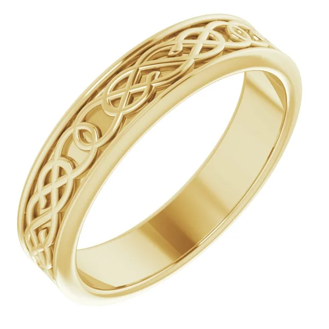 rose gold promise ring for couples -5mm Wide Celtic Design Band - 14k Gold or Platinum