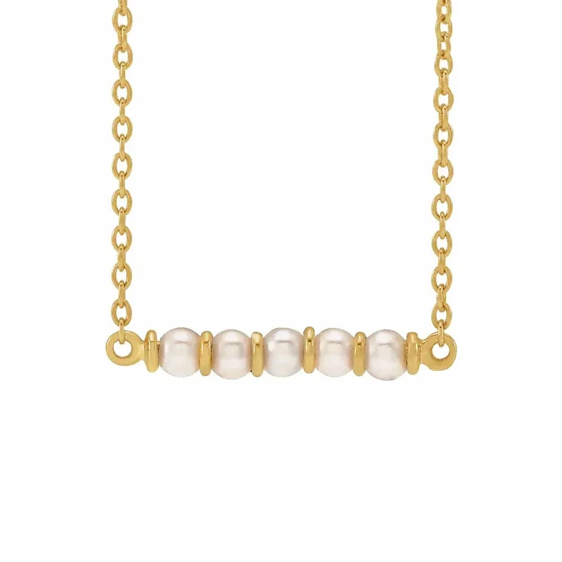 vintage necklaces for women-Cultured Freshwater Pearl Bar Necklace