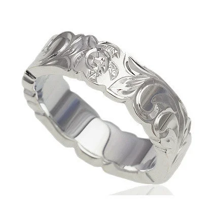 custom promise ring for women -6mm Sterling Silver Alamea Honu Sea Turtle Scroll Band