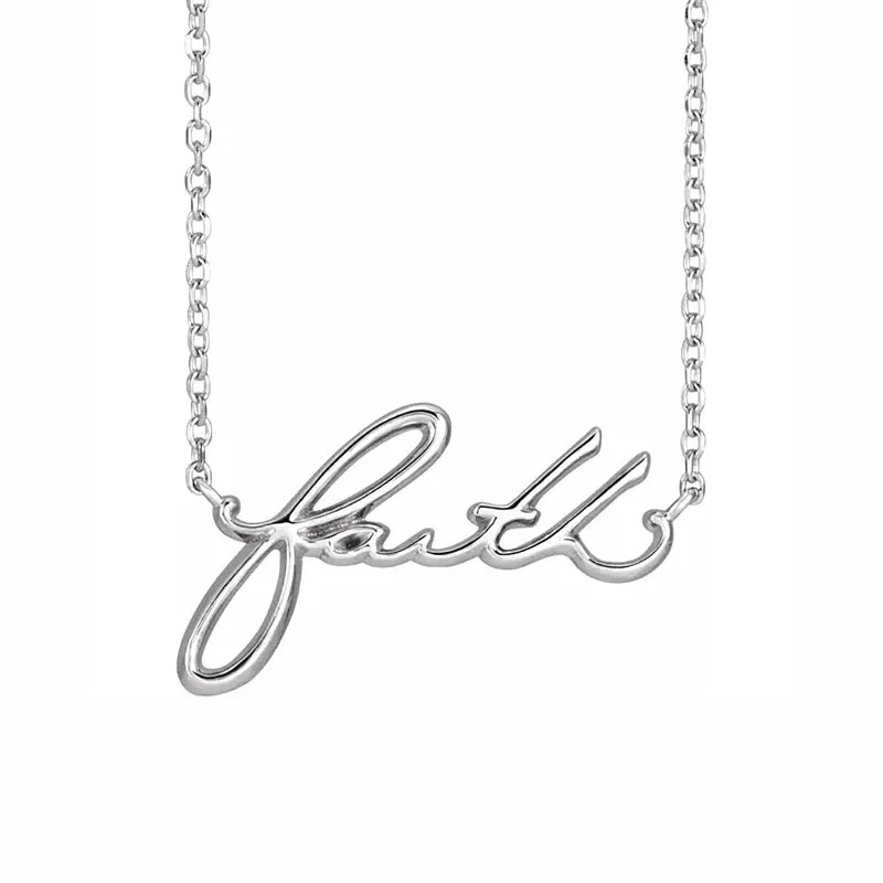 boho style necklaces-'Faith' Script Necklace