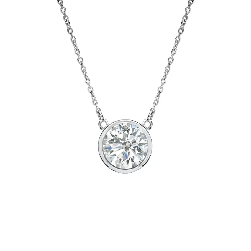 best necklaces for women-Auriya 1/3ctw Round Solitaire Diamond Necklace 14k Gold Bezel-set - 4.4mm (I-J, SI2-SI3)