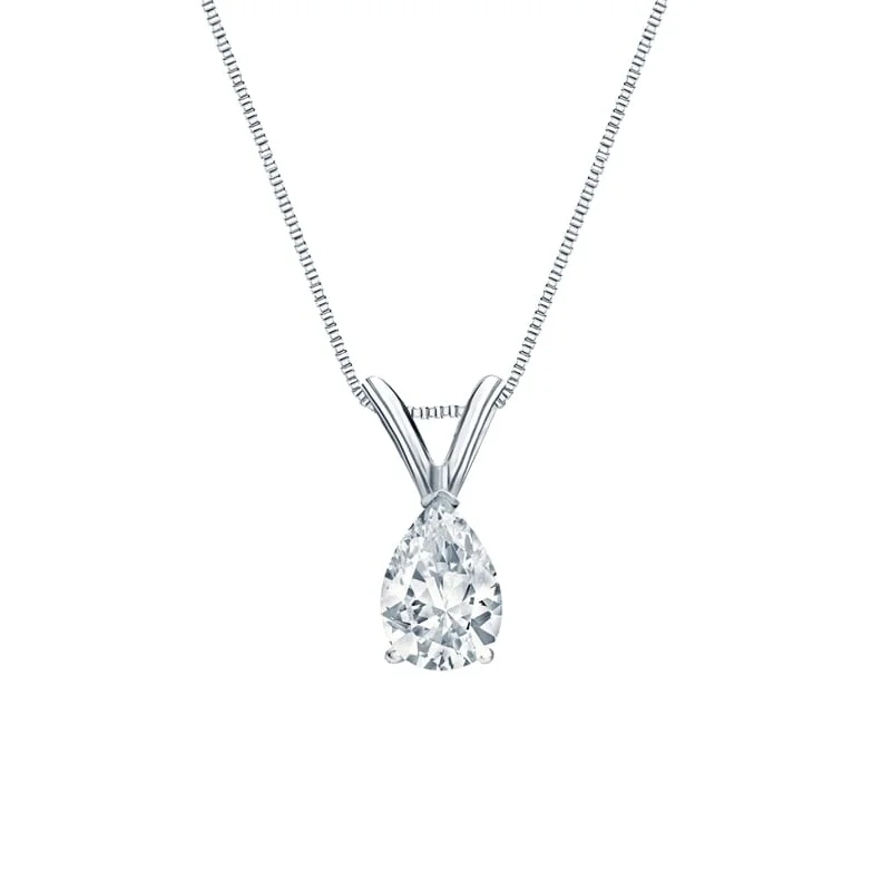 sterling silver necklaces-Auriya 14-karat Gold 0.45ctw Pear Solitaire Lab Grown Diamond Necklace V-End (H-I VS) Prong - 0.45