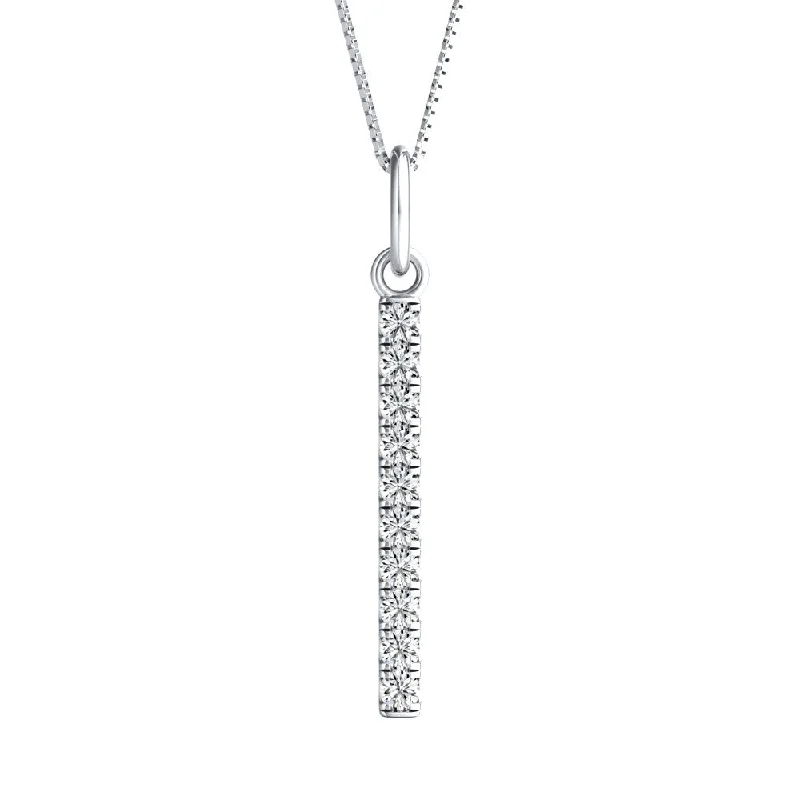 best necklaces for women-Auriya 14k Gold Ten Stone Vertical Bar 1/3ctw Diamond Necklace (H-I, I1-I2) - White H-I