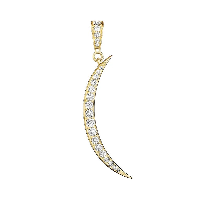 pearl and gold necklaces-Crescent Moon Enhancer with Diamonds