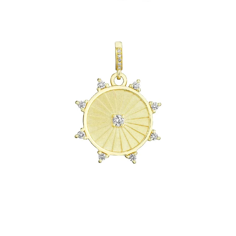 trendy necklaces for women-Diamond Wheel Medallion Enhancer