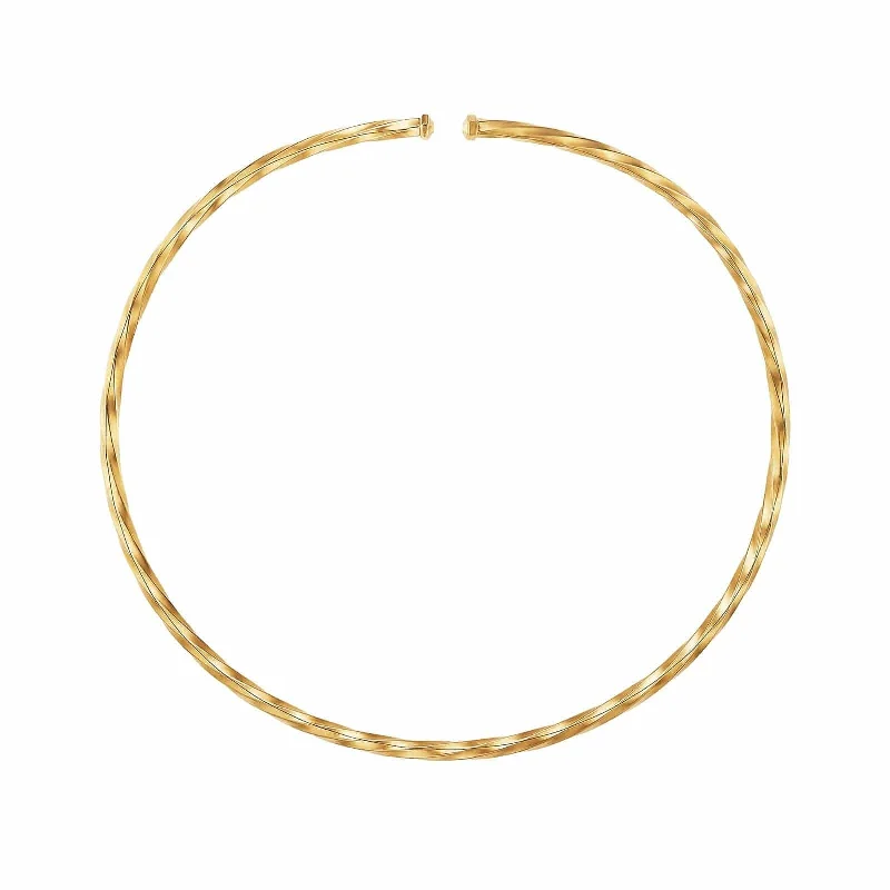 chunky gold necklaces-Cable Edge Collar Necklace