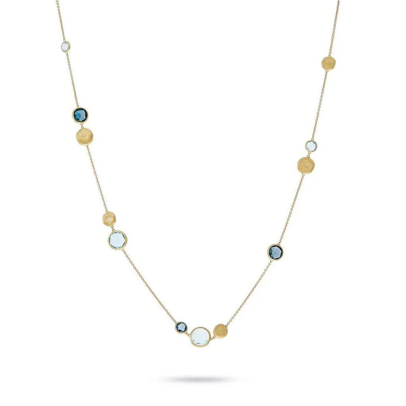 pearl necklaces for women-Jaipur Mixed Blue Topaz Necklace