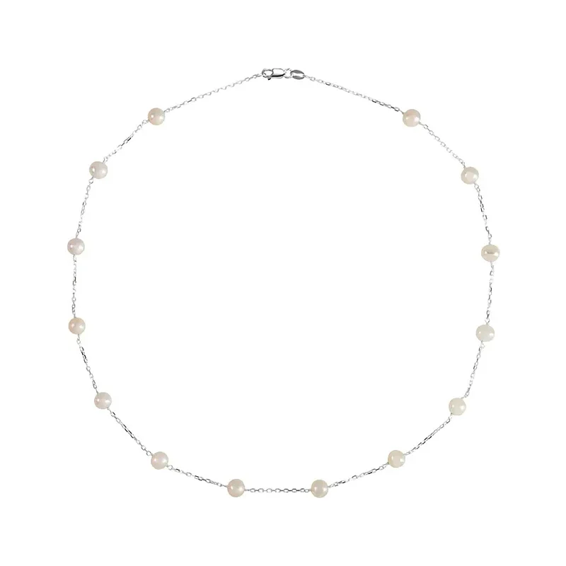 dainty necklaces for women-Freshwater Pearl Station Necklace