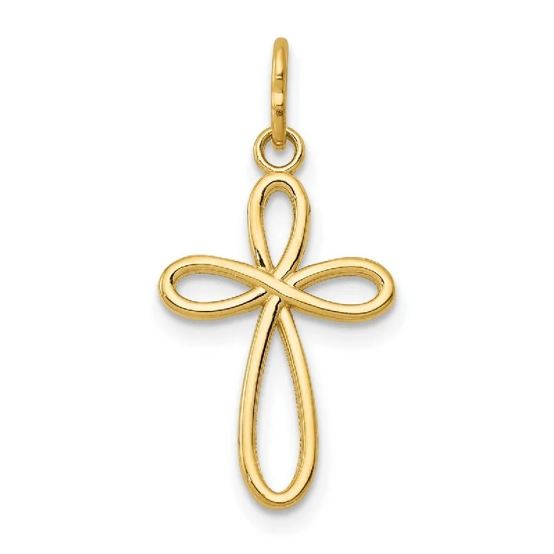 wedding necklace sets-Curata 14k 18" Yellow Gold Small Infinity Ribbon Cross Necklace - 23x11.5mm