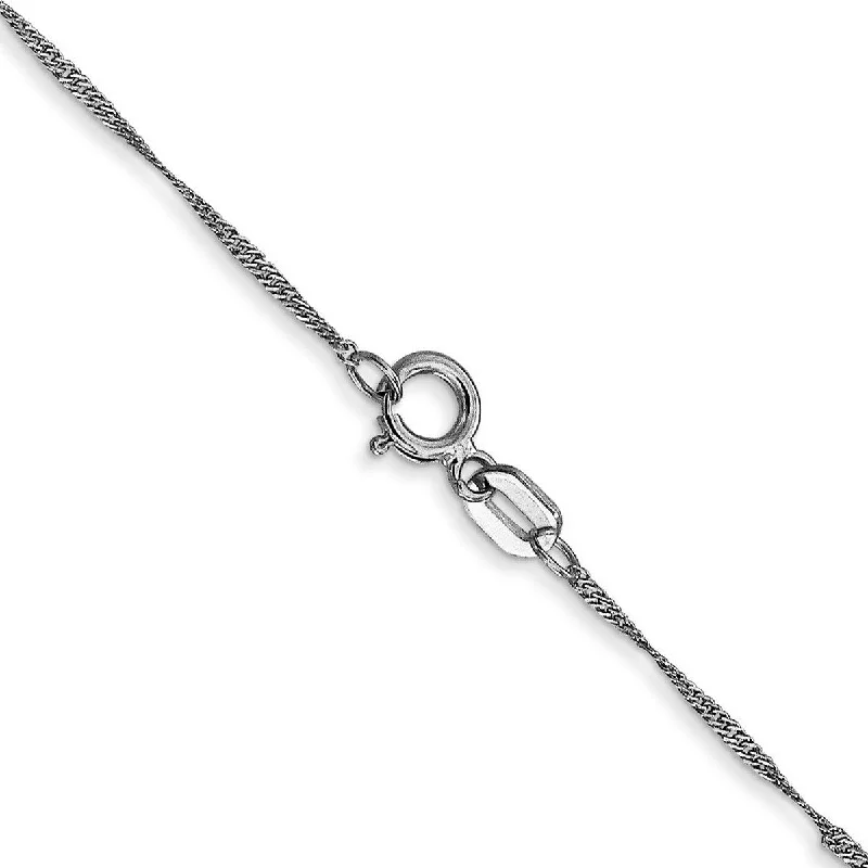 moonstone necklaces-Curata 14k White Gold Solid 1.0mm Diamond-cut Singapore Chain Necklace Options: 16 18 20 24 30