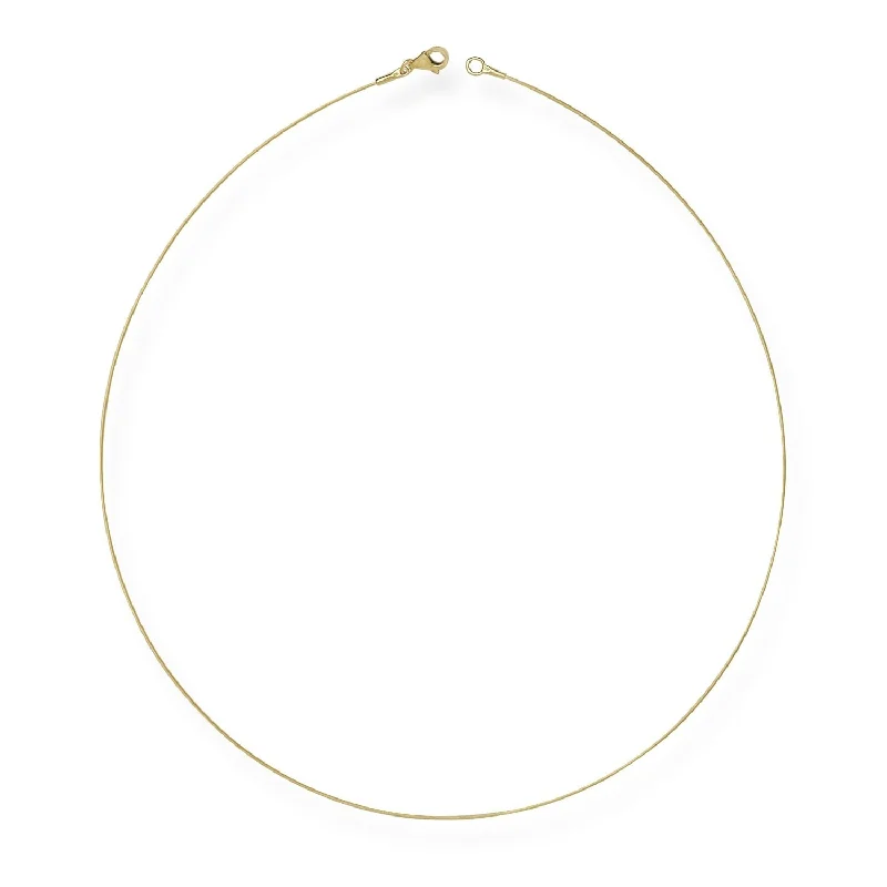 geometric necklaces for women-Curata 14K Yellow Gold Dainty 0.5mm Twist Cable Collar Wire Choker Necklace