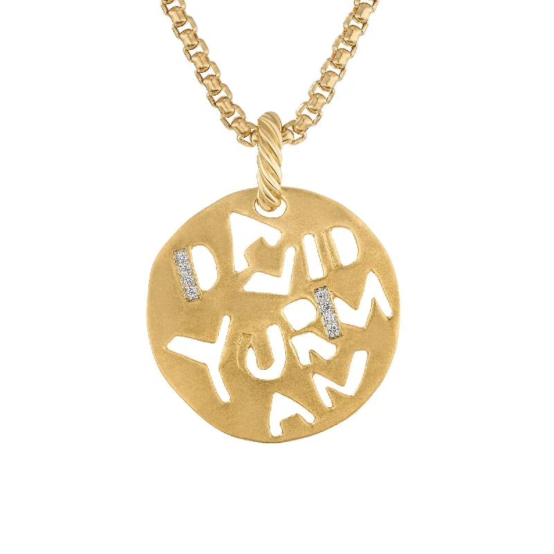 gold necklaces for gifts-DY Elements Graffiti Pendant in 18K Yellow Gold with Diamonds