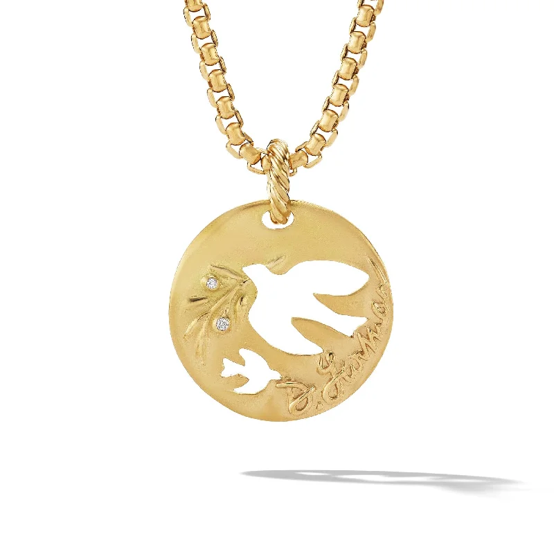 diamond necklaces for women-DY Elements Dove Pendant in 18K Yellow Gold with Diamonds