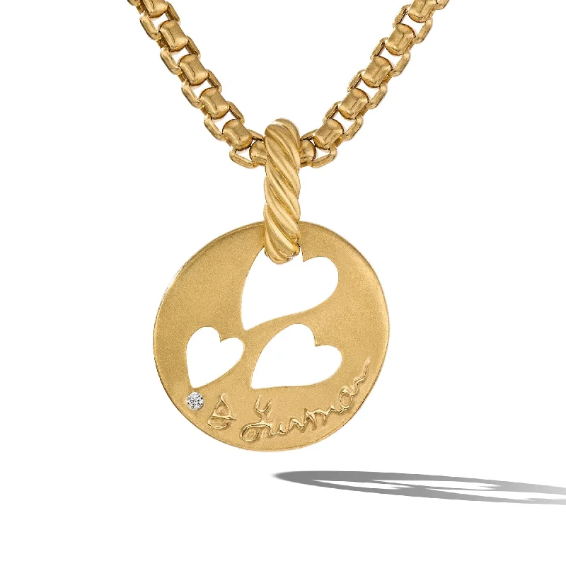 geometric necklaces for women-DY Elements Open Hearts Pendant in 18K Yellow Gold with Diamonds