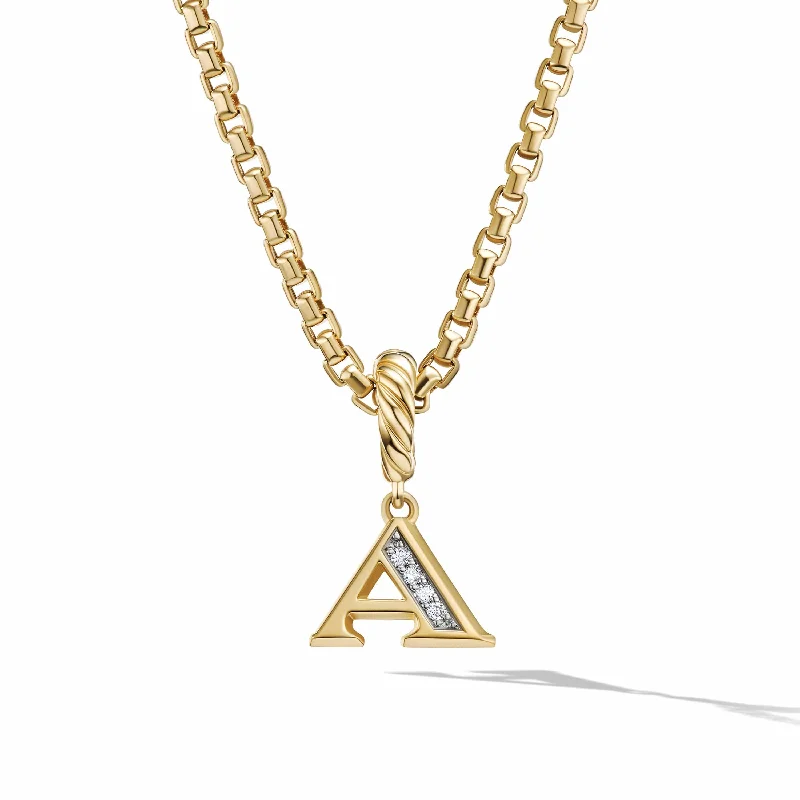 birthstone necklaces for women-Pave Initial Pendant in 18K Yellow Gold with Diamonds