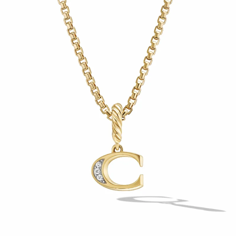 adjustable necklaces for women-Pave Initial Pendant in 18K Yellow Gold with Diamonds