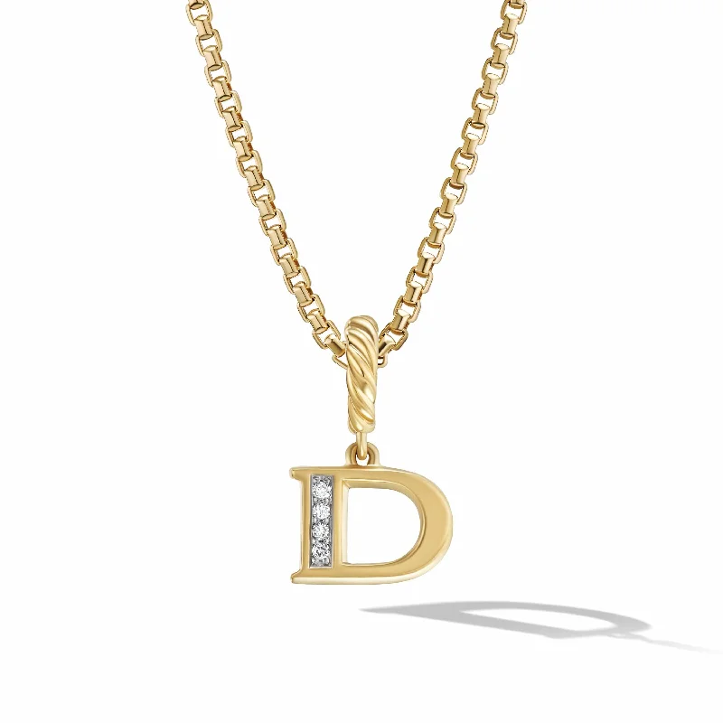 cubic zirconia necklaces-Pave Initial Pendant in 18K Yellow Gold with Diamonds