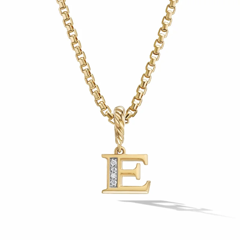 gold necklaces with diamonds-Pave Initial Pendant in 18K Yellow Gold with Diamonds